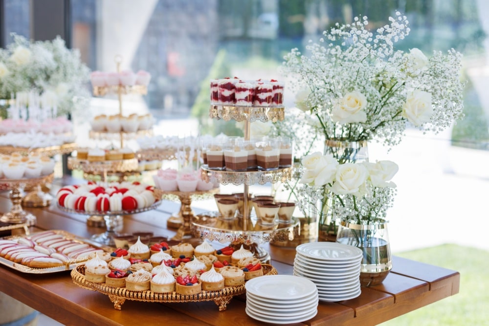 foods in an outdoor wedding