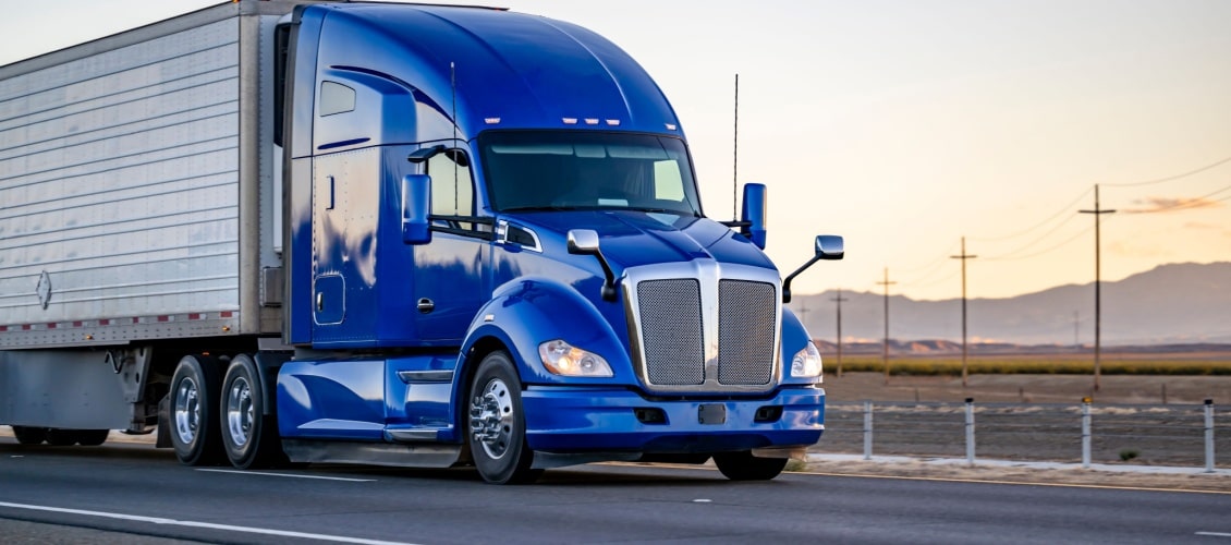 blue truck transporting goods